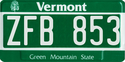 VT license plate ZFB853