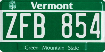 VT license plate ZFB854