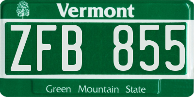 VT license plate ZFB855