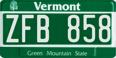 VT license plate ZFB858