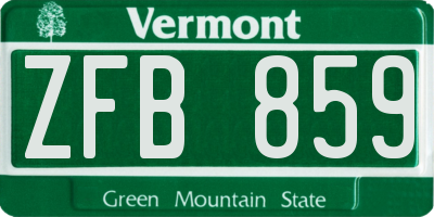 VT license plate ZFB859
