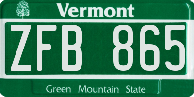 VT license plate ZFB865