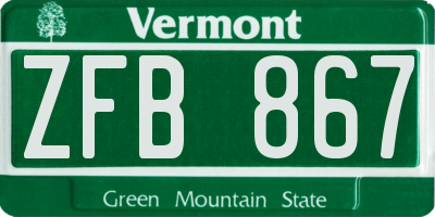 VT license plate ZFB867
