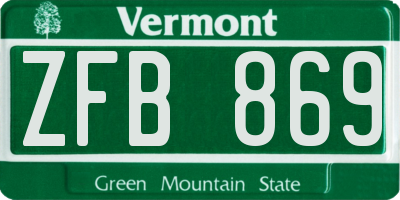 VT license plate ZFB869
