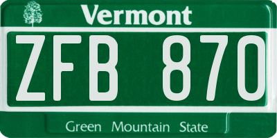 VT license plate ZFB870