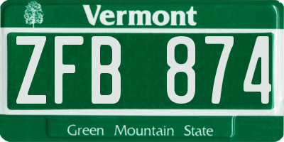 VT license plate ZFB874