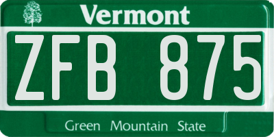 VT license plate ZFB875