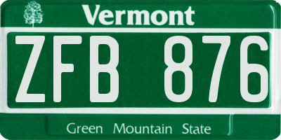 VT license plate ZFB876