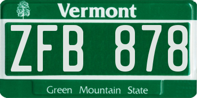 VT license plate ZFB878