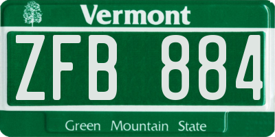 VT license plate ZFB884