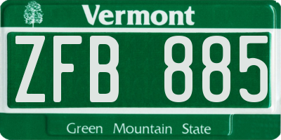 VT license plate ZFB885