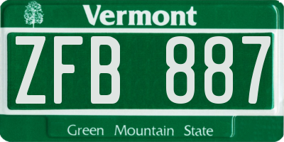 VT license plate ZFB887