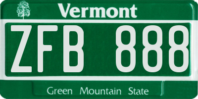 VT license plate ZFB888