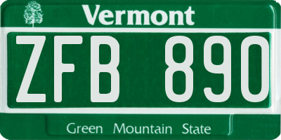 VT license plate ZFB890
