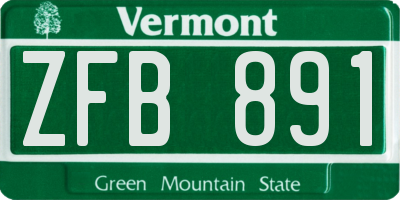 VT license plate ZFB891