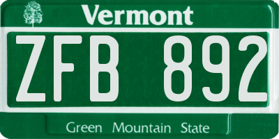 VT license plate ZFB892