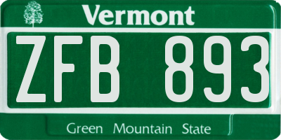 VT license plate ZFB893