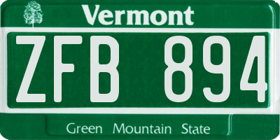 VT license plate ZFB894