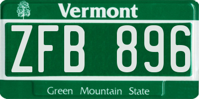 VT license plate ZFB896