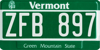 VT license plate ZFB897