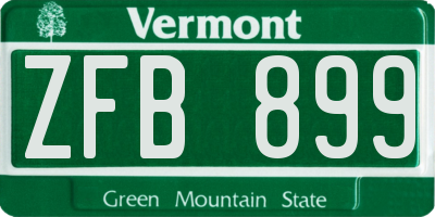 VT license plate ZFB899
