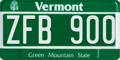 VT license plate ZFB900