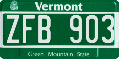VT license plate ZFB903
