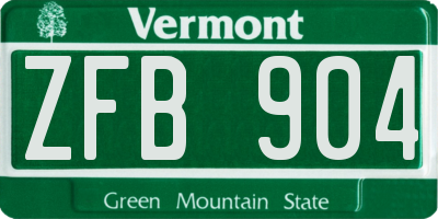 VT license plate ZFB904
