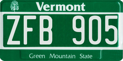 VT license plate ZFB905