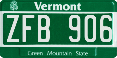 VT license plate ZFB906