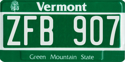 VT license plate ZFB907
