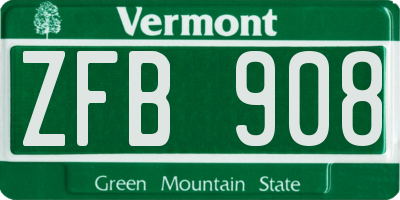 VT license plate ZFB908