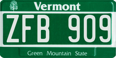 VT license plate ZFB909