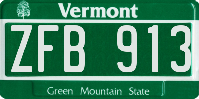 VT license plate ZFB913