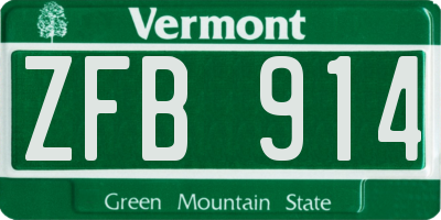 VT license plate ZFB914