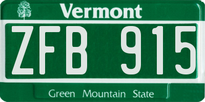 VT license plate ZFB915