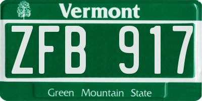 VT license plate ZFB917
