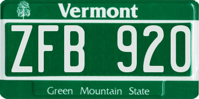 VT license plate ZFB920