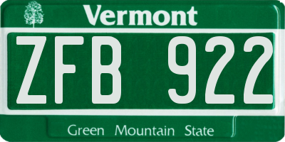 VT license plate ZFB922