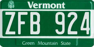 VT license plate ZFB924