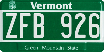 VT license plate ZFB926