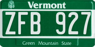 VT license plate ZFB927