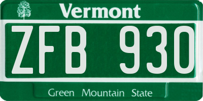 VT license plate ZFB930