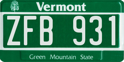 VT license plate ZFB931
