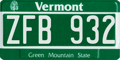 VT license plate ZFB932