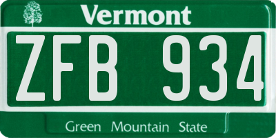 VT license plate ZFB934