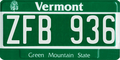 VT license plate ZFB936