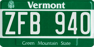 VT license plate ZFB940