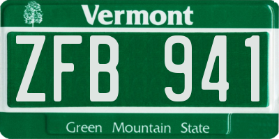 VT license plate ZFB941