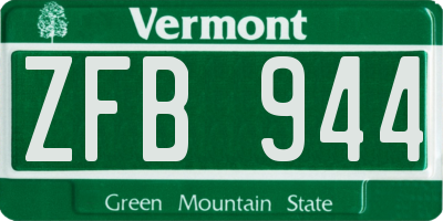 VT license plate ZFB944